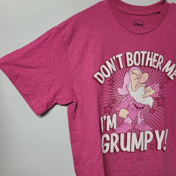 Disney Grumpy Dwarf Tee Shirt Pink Womens Large 12 14 Snow White Dont Bother Me - Picture 2 of 7